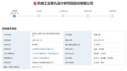 機(jī)械九院擬IPO 研發(fā)投入過(guò)億，信息技術(shù)咨詢(xún)服務(wù)引領(lǐng)創(chuàng)新